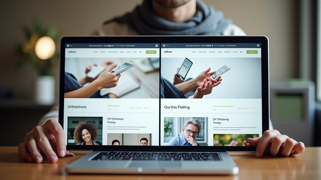 Fehlerhafte Split-Screen-Designs zeigen schlechte mobile Anpassung und Lesbarkeit auf verschiedenen Bildschirmen