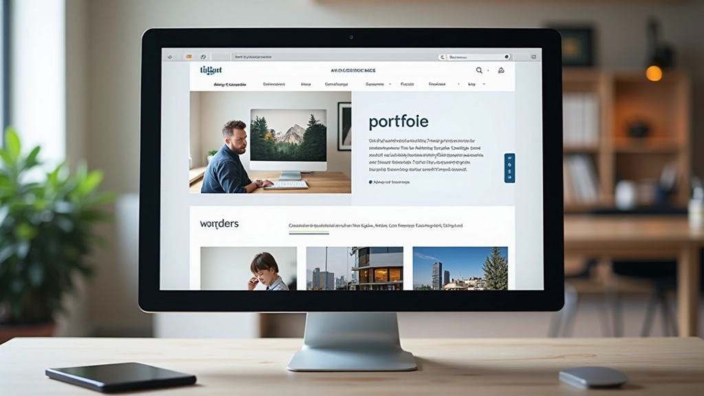 Portfolio-Website mit parallelem Scrollen, zeigt elegantes Split-Screen-Design mit animierten Projektbildern